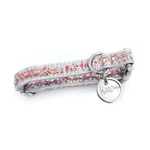 Packed Party Fashion Throw Confetti  Glitter Silver Dog Cat Pet Collar Size XS